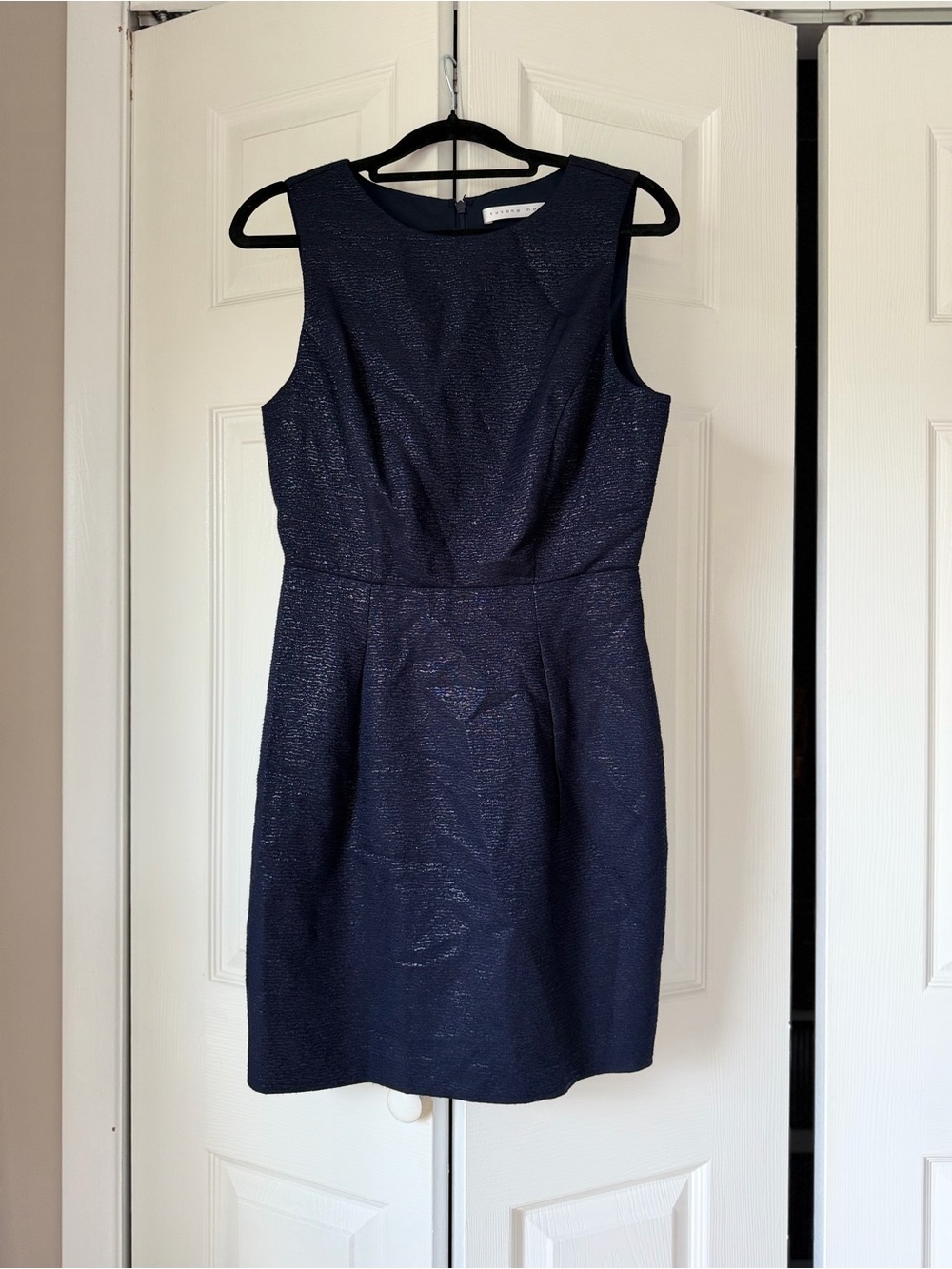 Susana Monaco Navy Textured Sleeveless Midi Dress